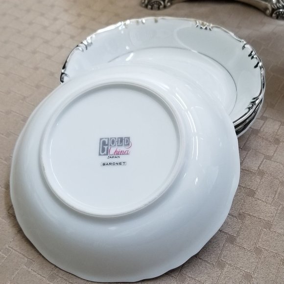 Gold China Baronet (Platinum Trim) 4 Fruit Bowls - Picture 3 of 4